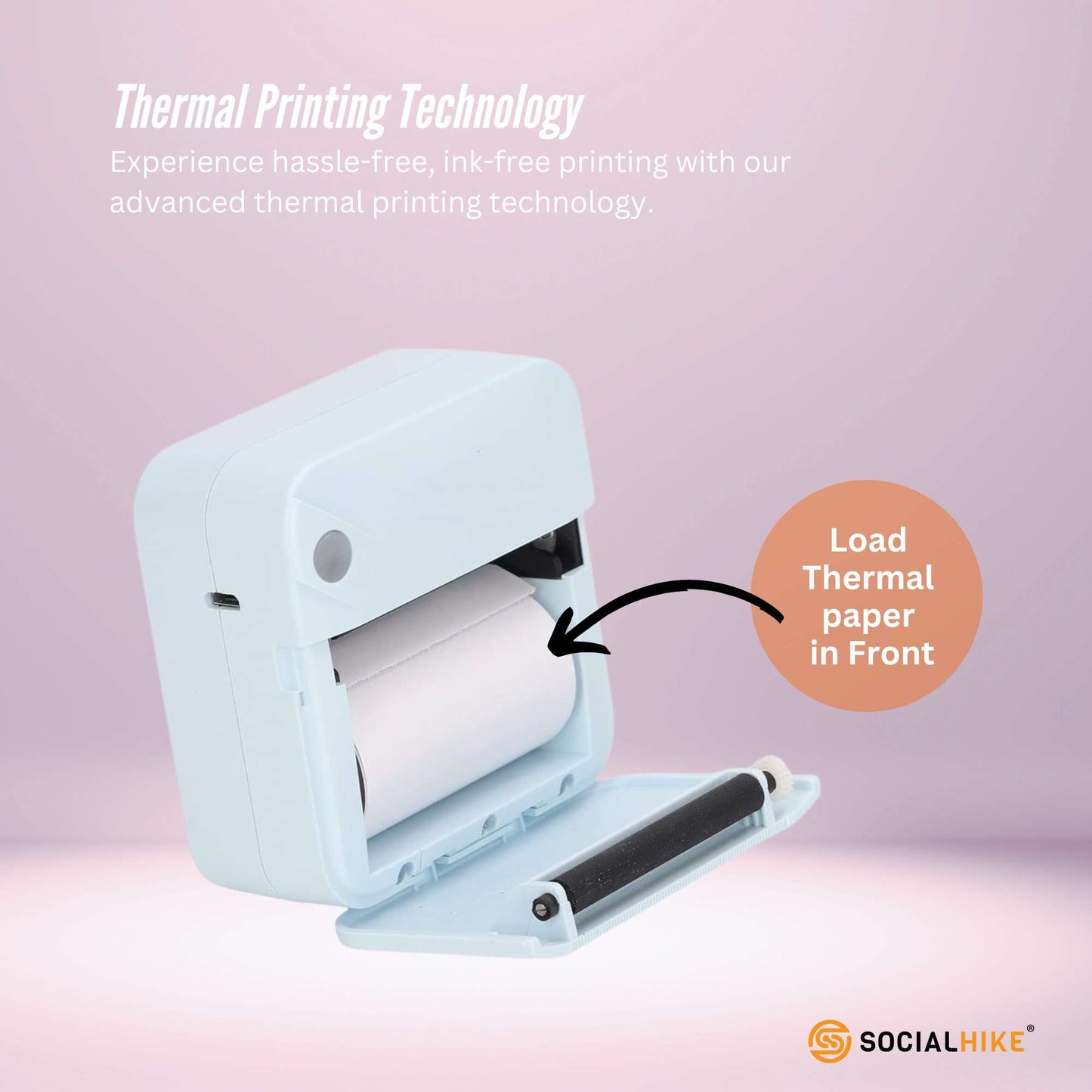 Portable Mini Printer Blue - Inkless Bluetooth Phone Pocket Thermal Printing-3