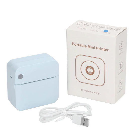 Portable Mini Printer Blue - Inkless Bluetooth Phone Pocket Thermal Printing-0